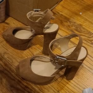 Brown high heel open toe and back pumps